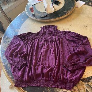 VENUS Deep Purple Smocked Blouse